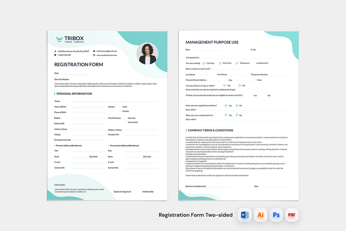 Professional Registration Form, a Stationery Template by iDoodle Studio (Photo 1 of 6)