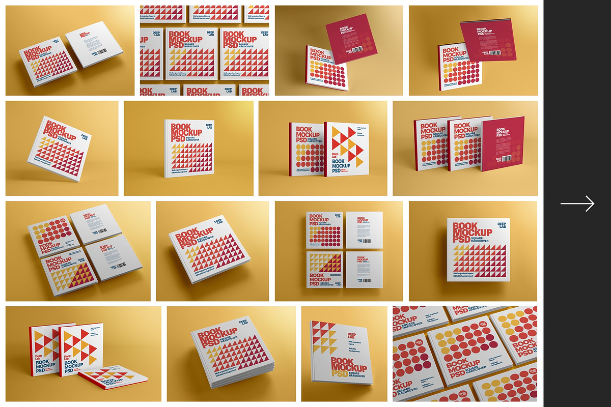 Square Book Hardcover Mockup Set, a Print Template by Deeplab (Photo 2 of 20)