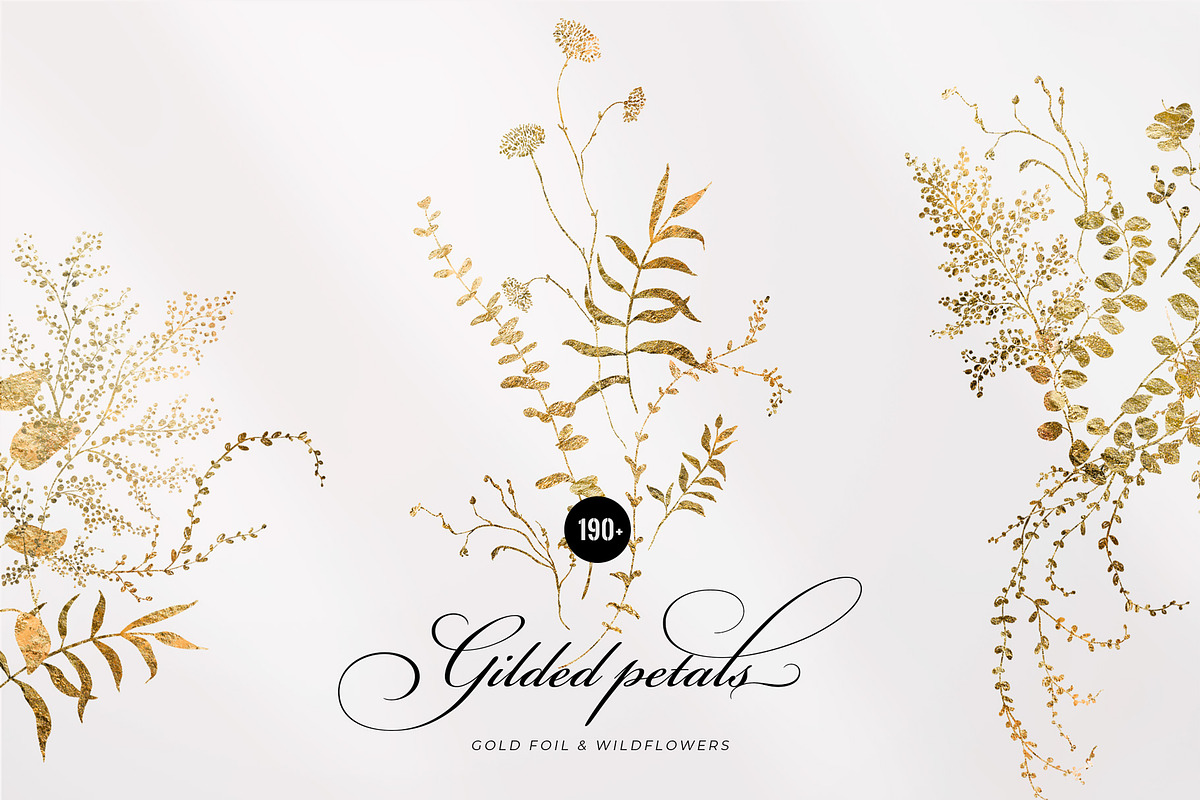 Gilded Petals Gold Foliage, an Illustration by SunnyAfternoons (Photo 1 of 13)