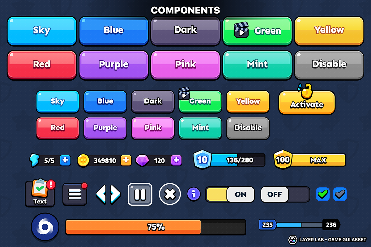 GUI Pro - Super Casual, an UI Kit Template by LAYERLAB (Photo 3 of 38)