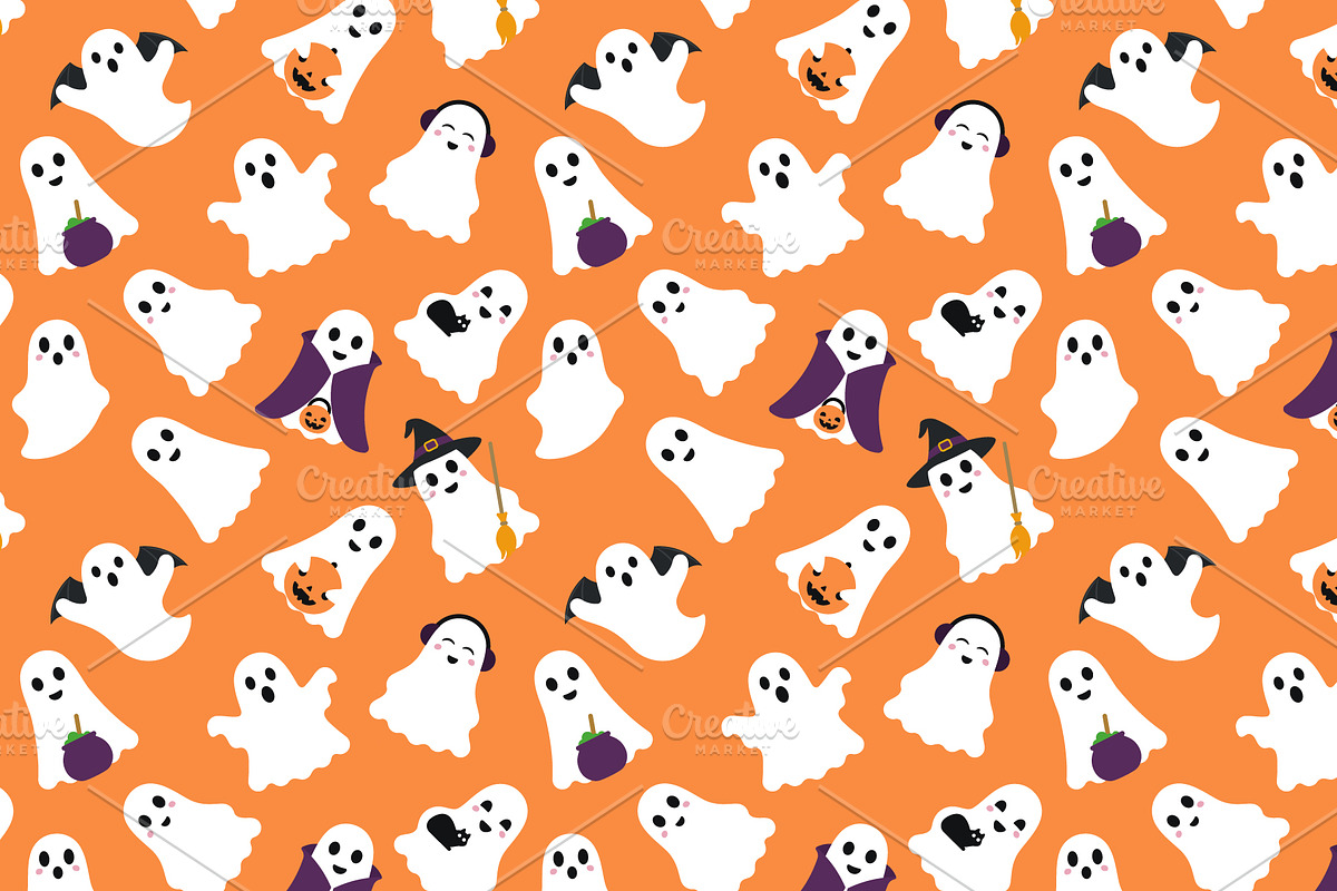 Cute halloween ghost pattern, a Pattern Graphic by Yayasya (Photo 3 of 3)