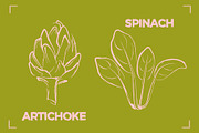 GREENS LINE ART SET (14 elements), a Food Illustration by Bonfloret Studio (Thumbnail 5 of 8)