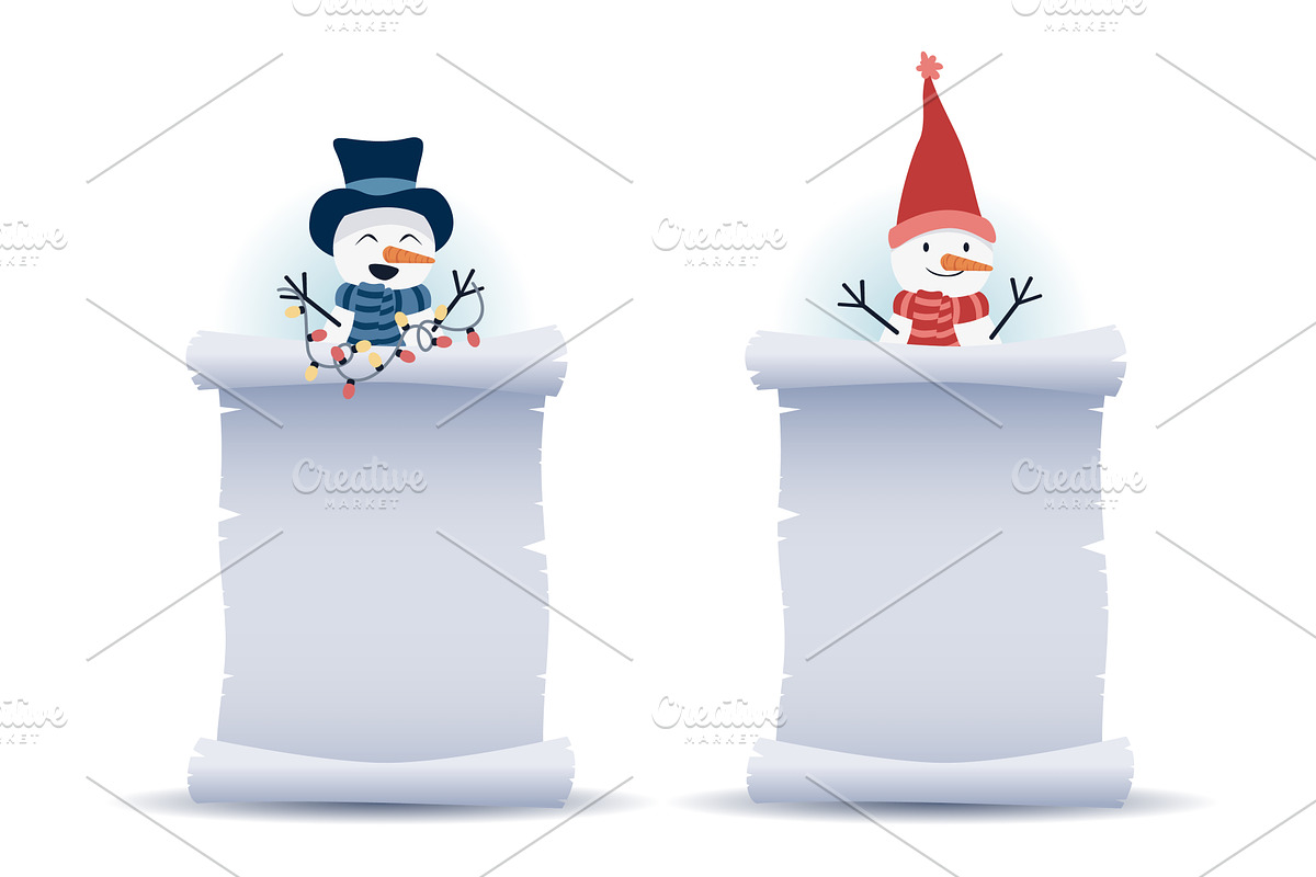 Funny snowman with parchment, an Object Illustration by Things for designers