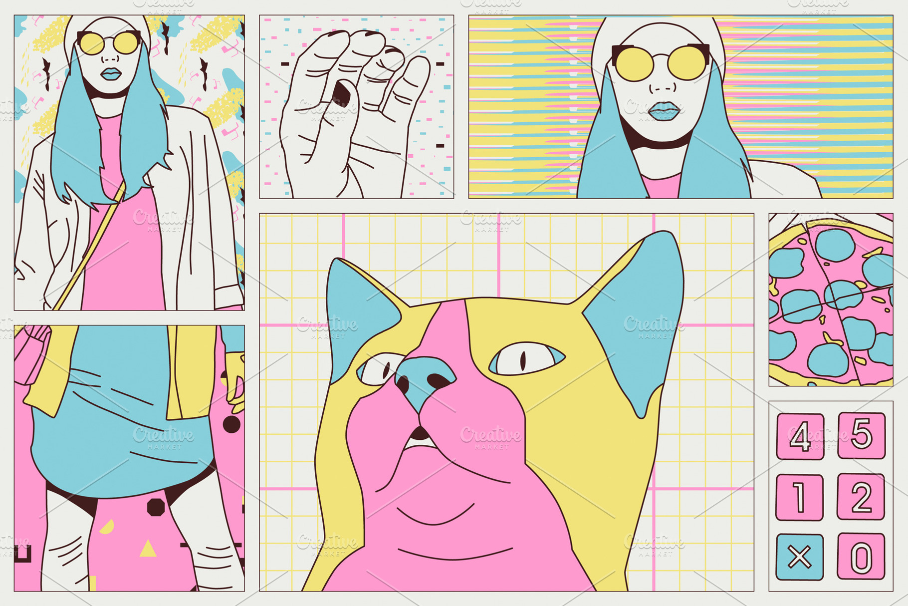 Fashion illustration. Comic collage set. Trendy retro design.  V, a Person Photo by Jenya Porechenskaya