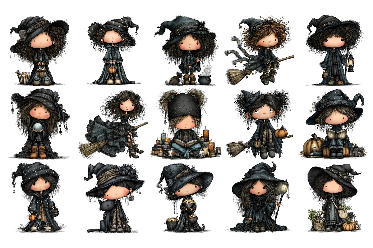 Gothic Witch PNG Clipart Bundle, a Seasonal Illustration by Nicolle's Colorful Art (Photo 4 of 5)