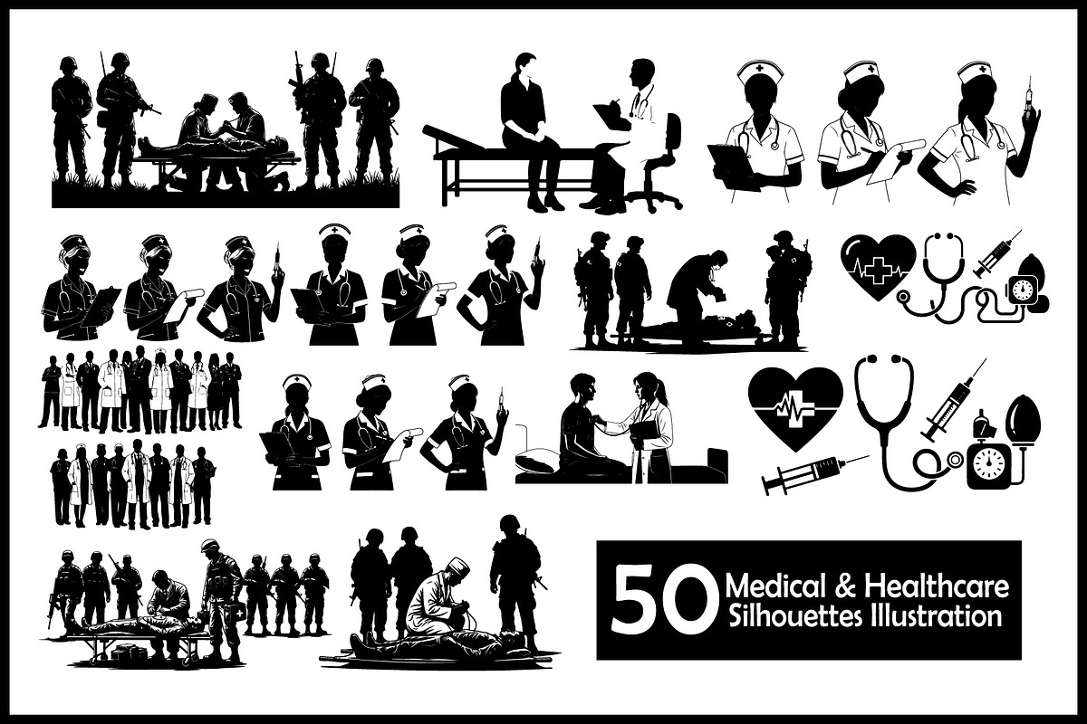 Medical & Healthcare Silhouette Illu, an Object Graphic by hafijul (Photo 4 of 4)