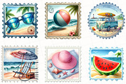 Summer Beach Postage Stamp Clipart, an Illustration by OK Design (Thumbnail 4 of 5)