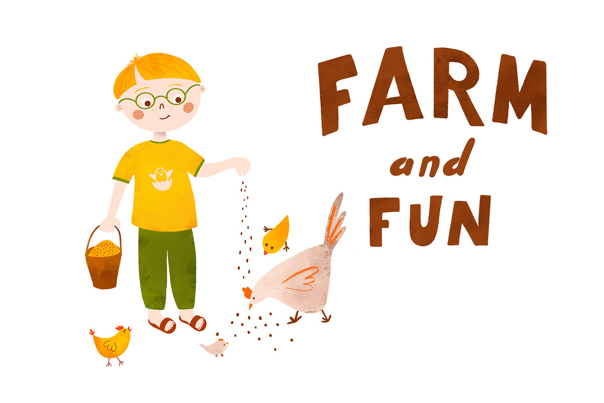 Children on the farm Rural landscape, a Person Illustration by Tani Kuzminka (Photo 3 of 5)