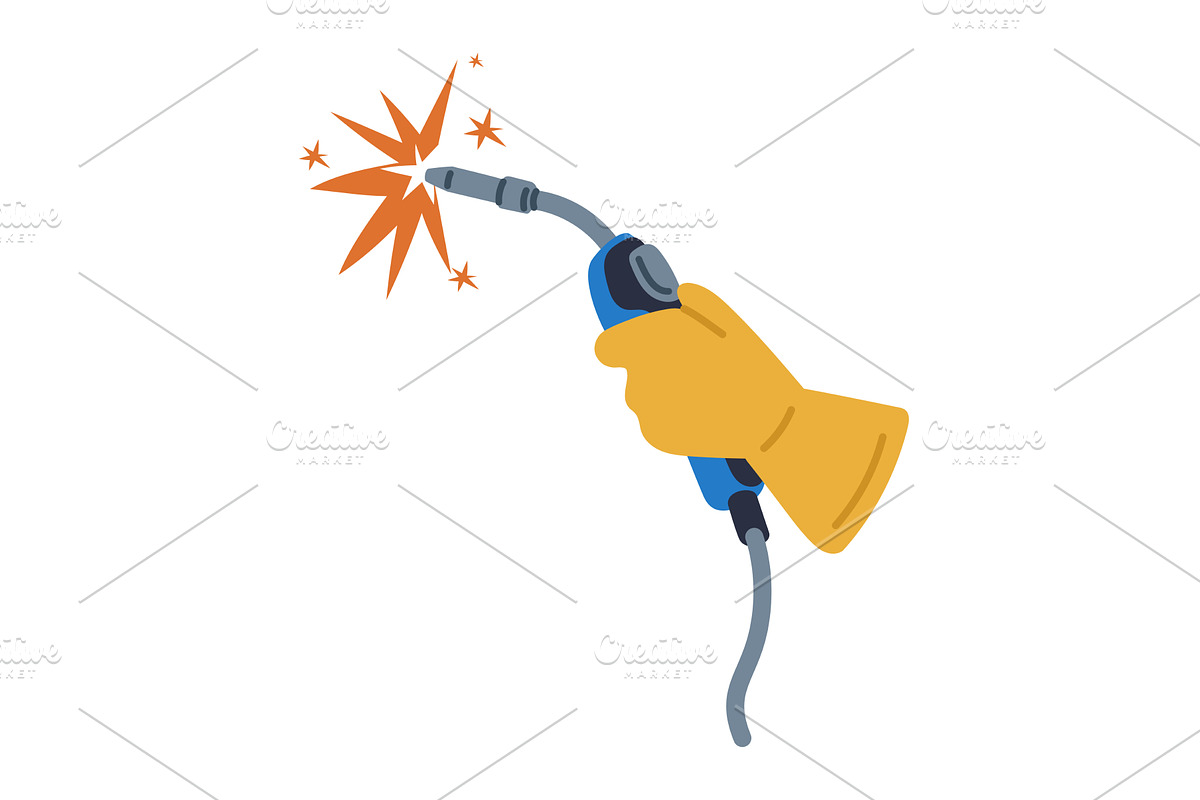 Yellow leather welders glove holds, an Illustration by Vectorbuum