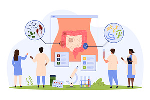 Bad and good bacteria in human, an Object Illustration by Flashvector