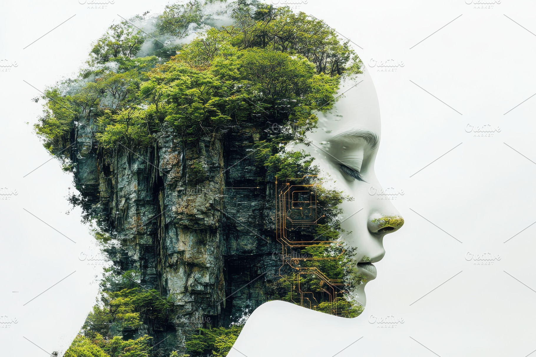 Nature and Technology Double Exposur, a Photo by Pixeness Studio