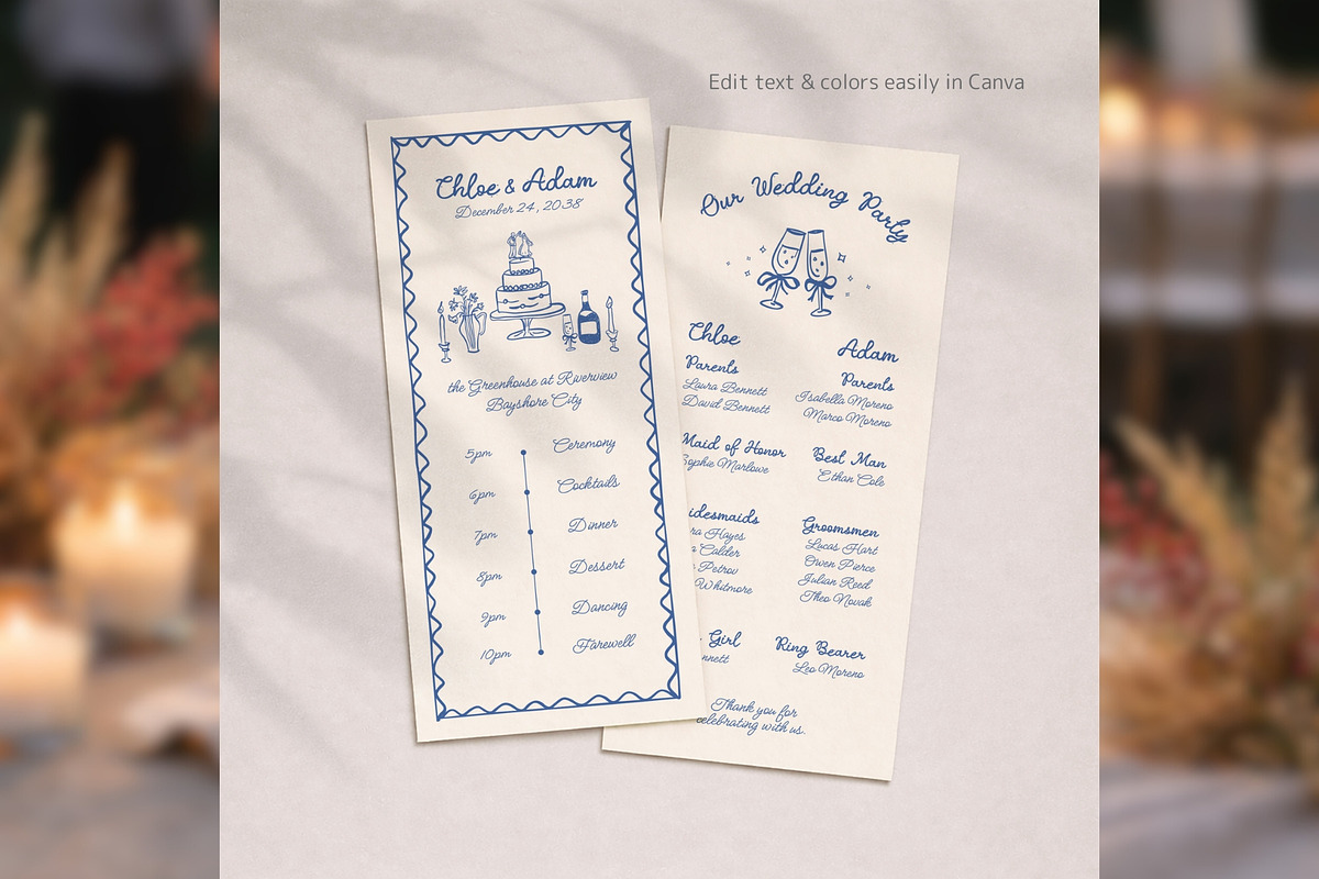 Wedding Program Canva Template bd003, a Card Template by TyphoonStudio (Photo 4 of 9)