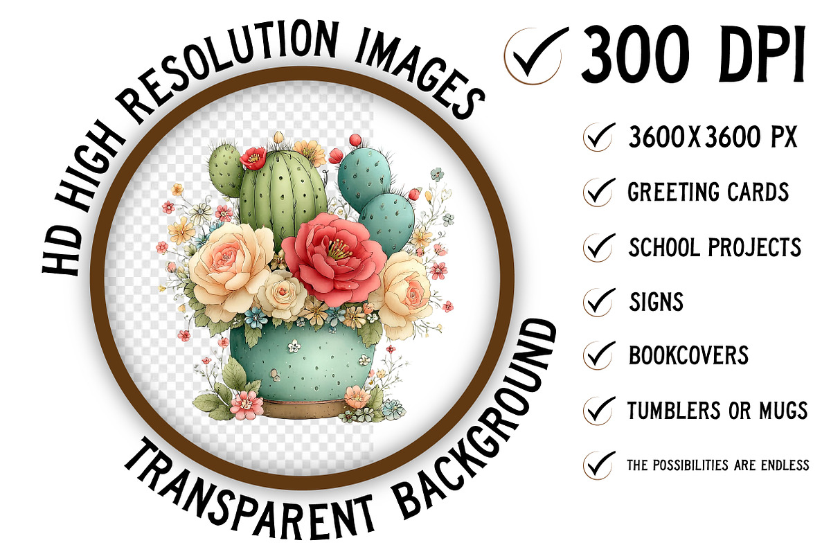 Whimsical Summer Cactus Clipart, an Illustration by Craft Nest (Photo 2 of 11)