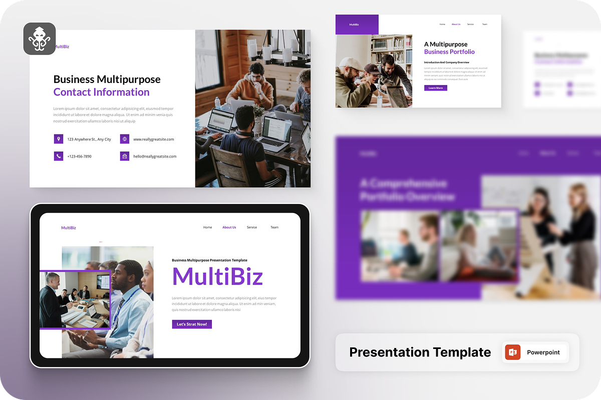 Business Multipurpose PowerPoint, a Presentation Template by SquidPixey (Photo 1 of 6)