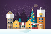 Winter, Christmas holiday cityscapes, a Decorative Illustration by Good Studio (Thumbnail 5 of 8)