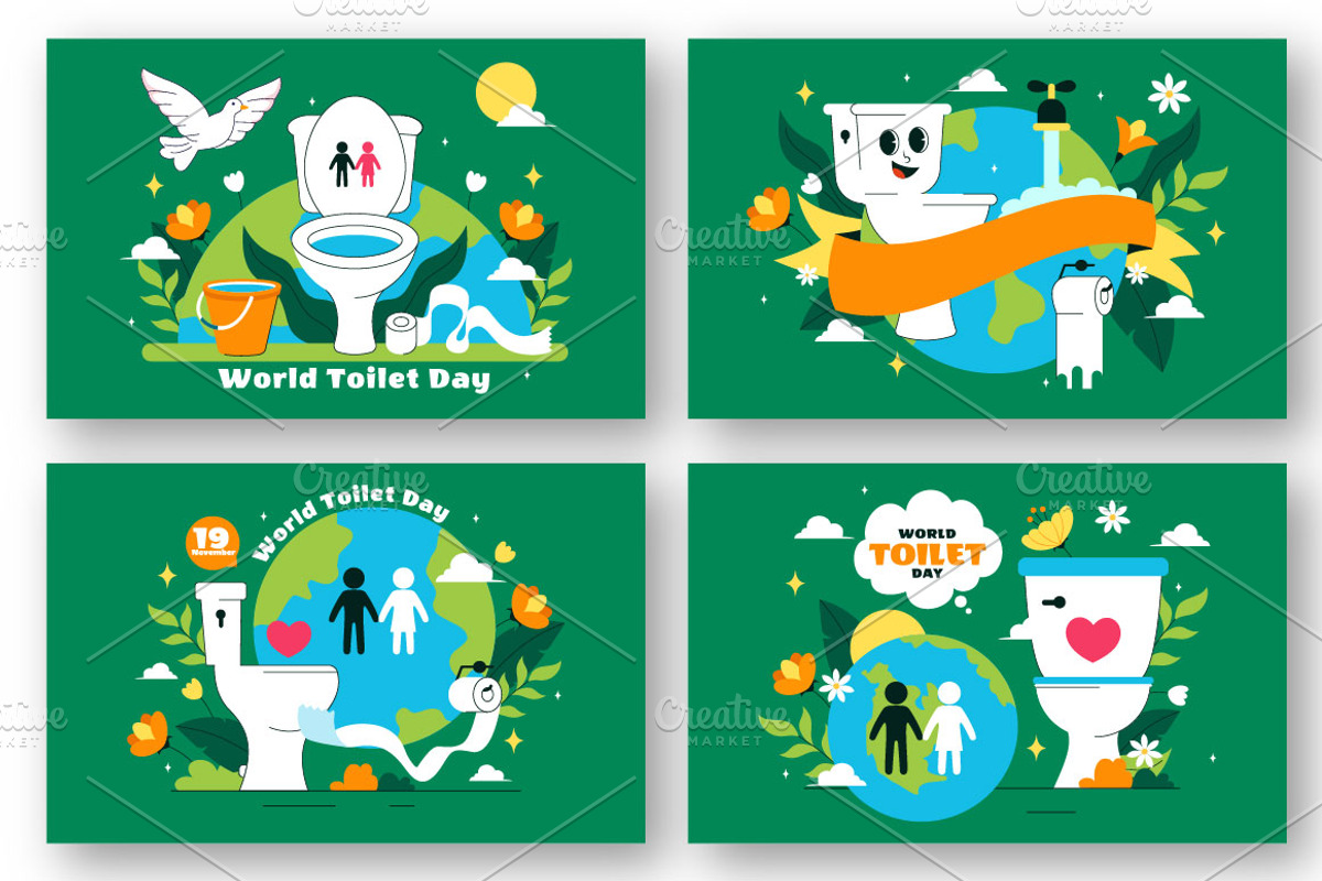 10 World Toilet Day Illustration, an Object Illustration by denayunebgt (Photo 3 of 4)