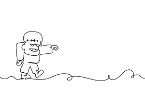 Frankenstein monster zombie walking, a Decorative Illustration by Valenty