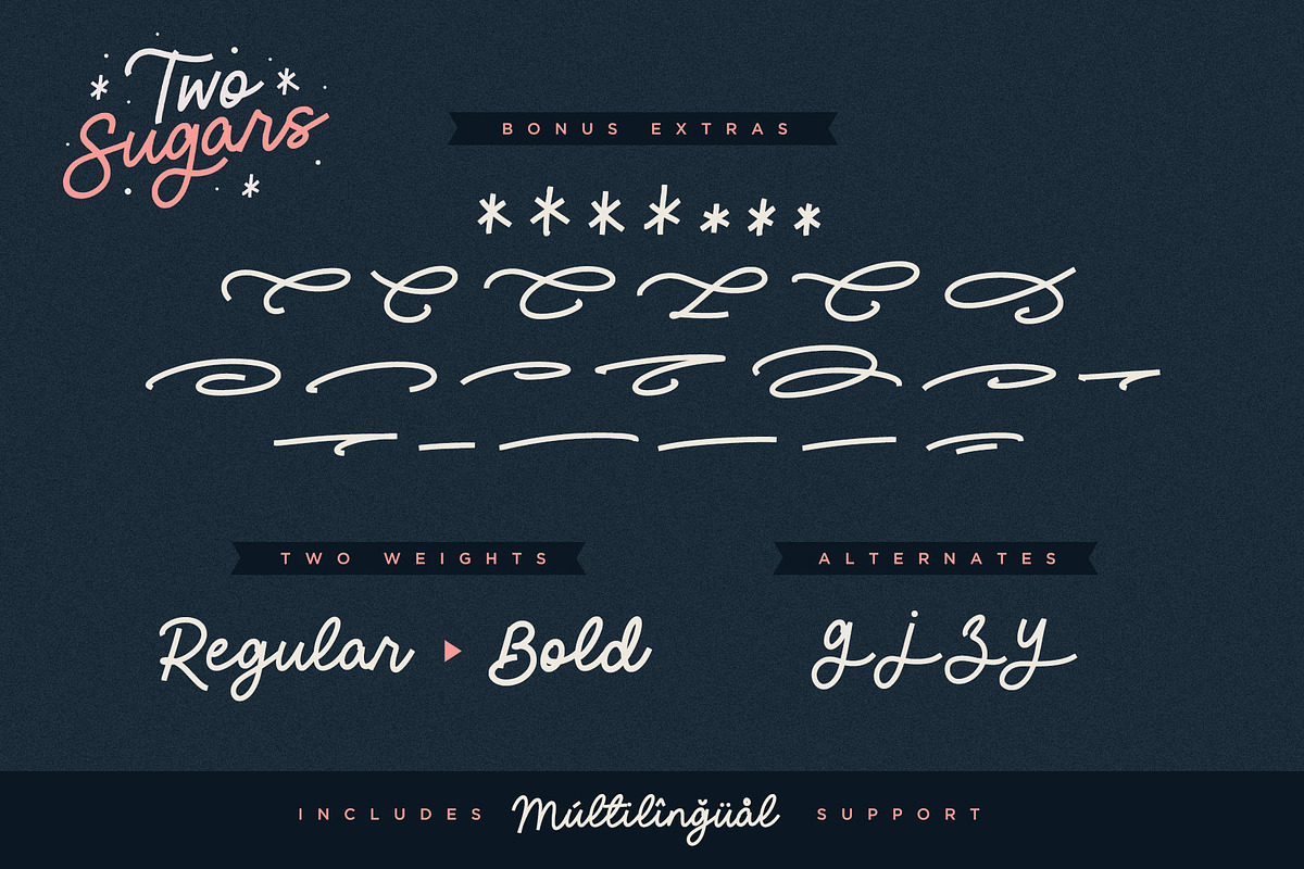 Two Sugars Script Font, a Script Font by Sam Parrett (Photo 8 of 8)