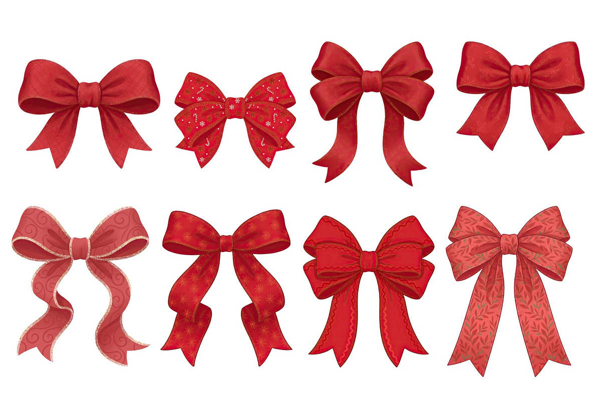 Red Textured Bows Mega Bundle, a Decorative Illustration by Stellalunarts (Photo 9 of 23)
