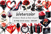 Friday's Black & Red Clipart, an Illustration by Design Market (Thumbnail 1 of 3)
