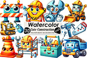 Cute Construction Clipart PNG, an Illustration by Black Bird Studio (Thumbnail 1 of 6)