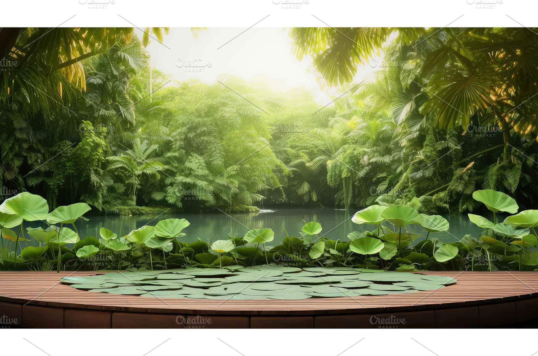 green leaf podium background ai, a Nature Photo by pikepicture