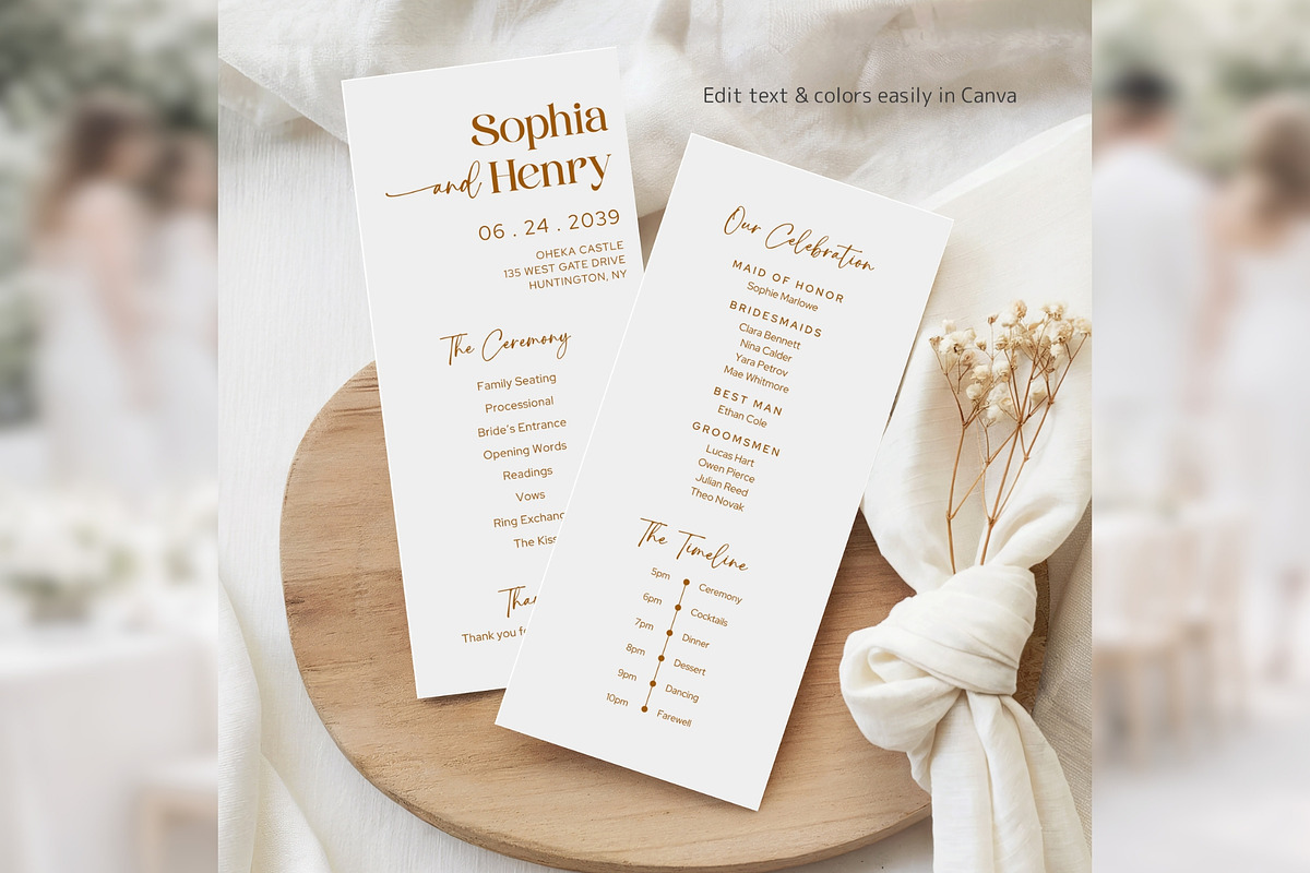 Minimal Wedding Program Canva bd006, a Card Template by TyphoonStudio (Photo 3 of 10)