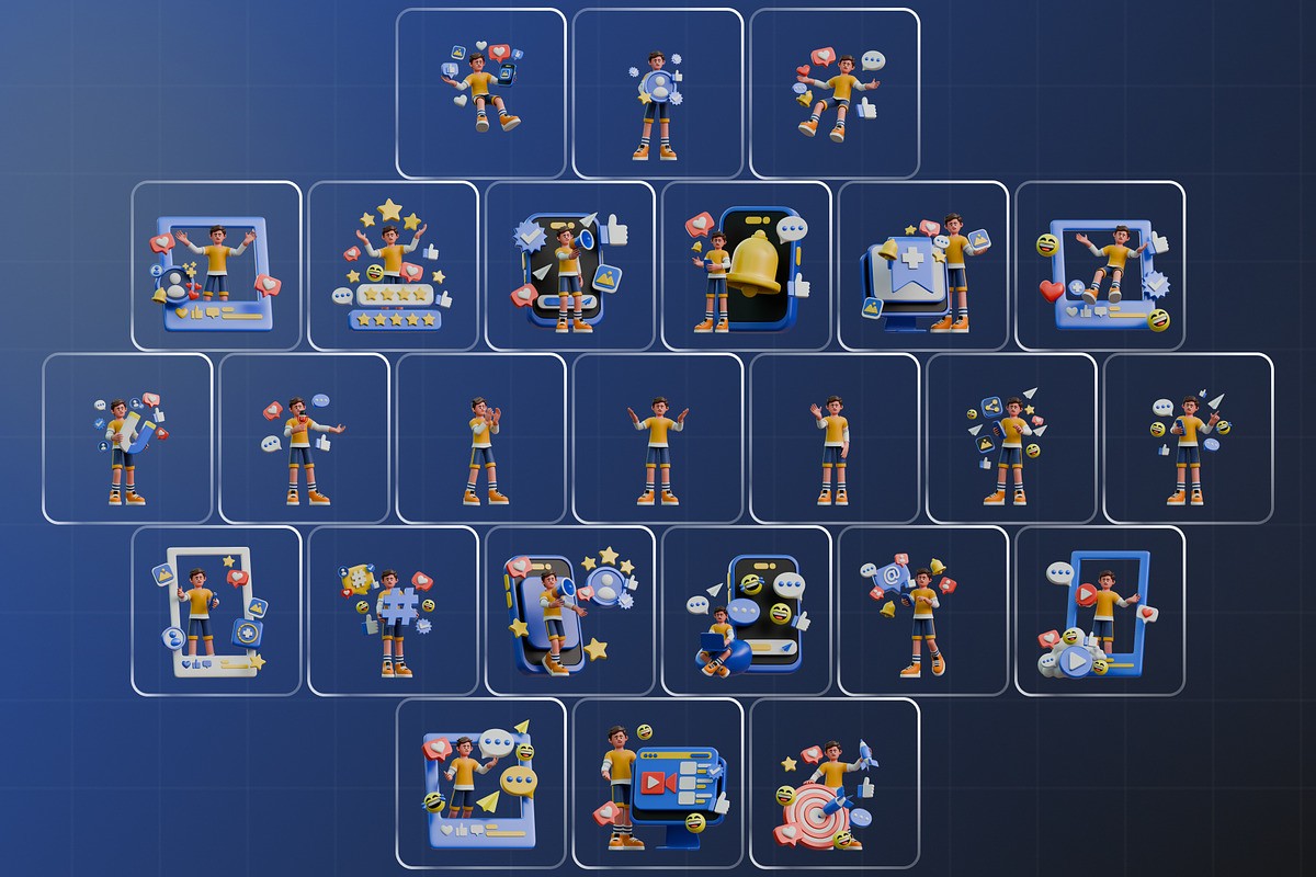 Social Media 3D Character Pack, a Characters & Person 3D Model by Haps Space (Photo 4 of 4)