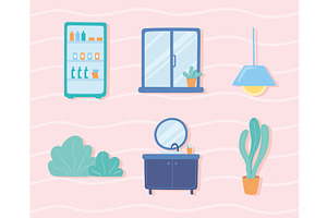 icon set home decoration, an Object Illustration by studiogstock