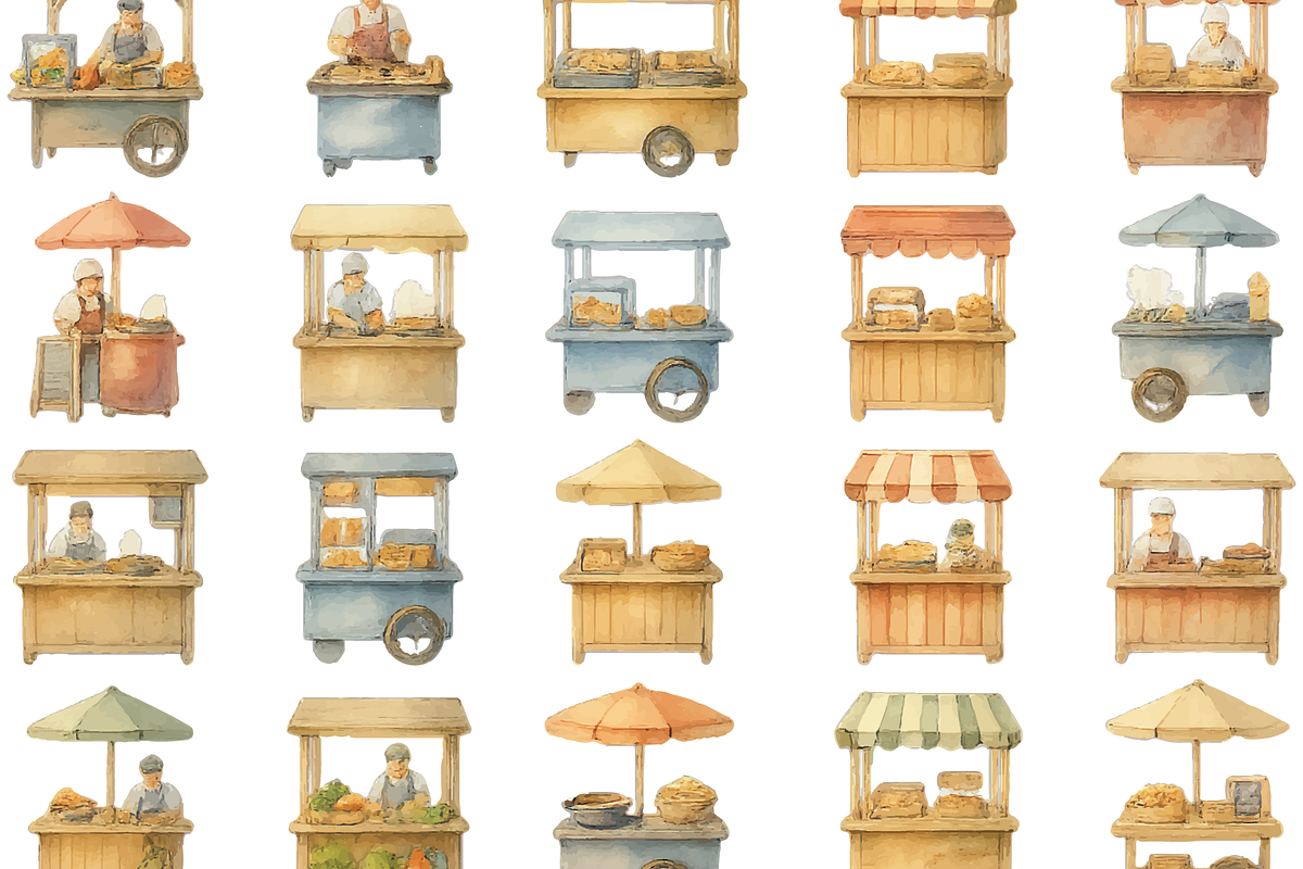 Vintage Food Market Stalls, an Object Graphic by RT Studio (Photo 3 of 4)