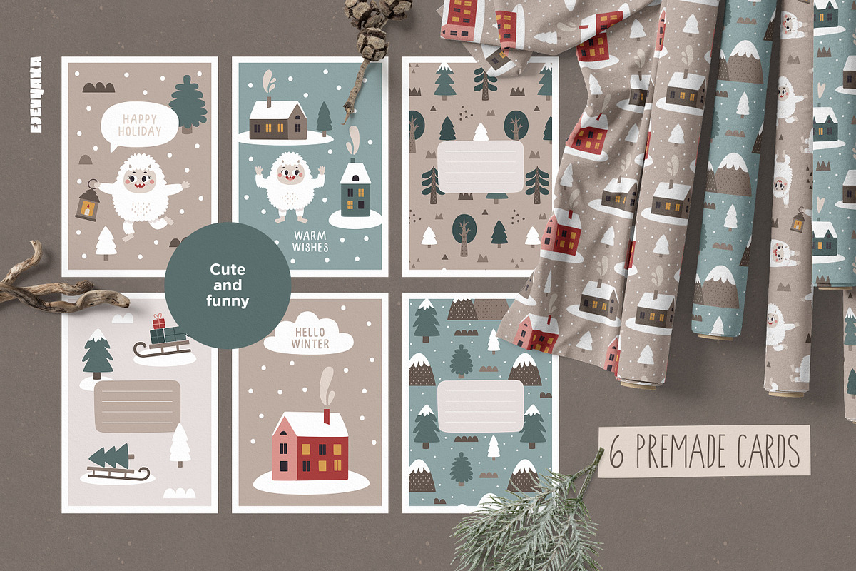 Christmas Yeti Clipart & Patterns, a Seasonal Illustration by Ejevyaka (Photo 7 of 11)