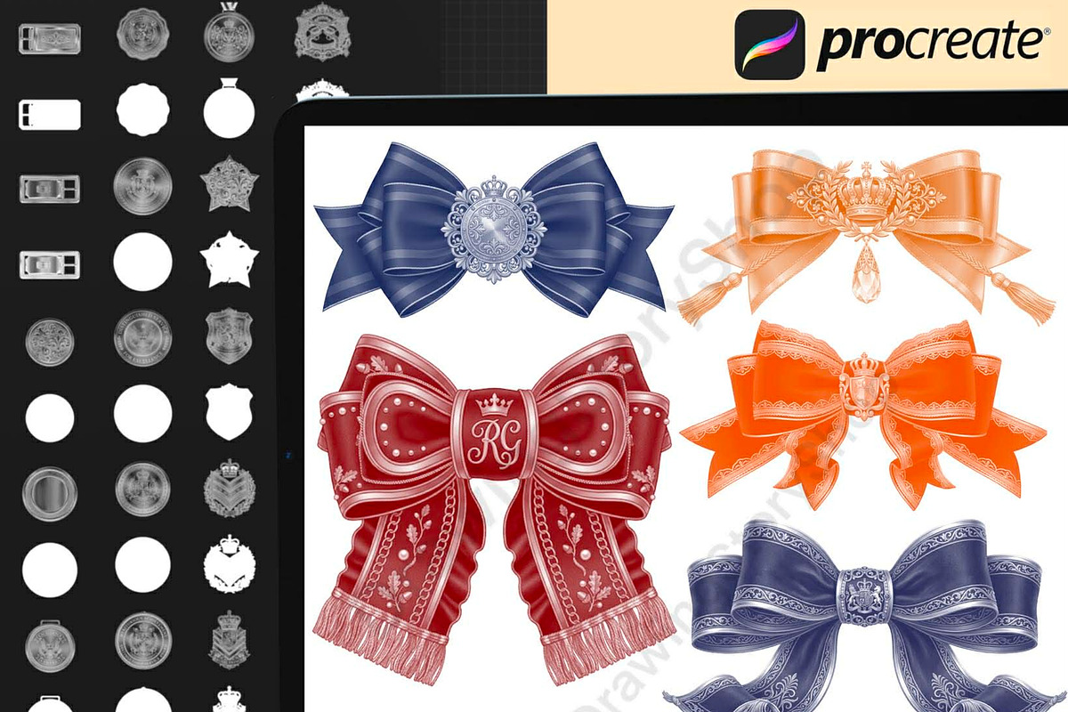 Procreate Metal Badge & Military Med, a Brush Add-On by DrawingStoryShop