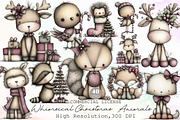 Whimsical Christmas Animals Clipart, an Illustration by Sublimation Artist (Thumbnail 1 of 6)