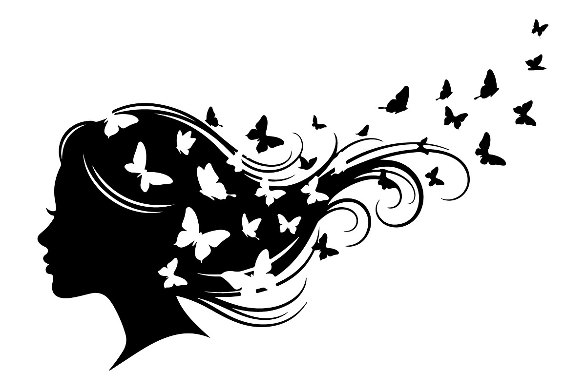 Woman Butterfly Hair Silhouette, an Object Illustration by yasushie (Photo 14 of 31)