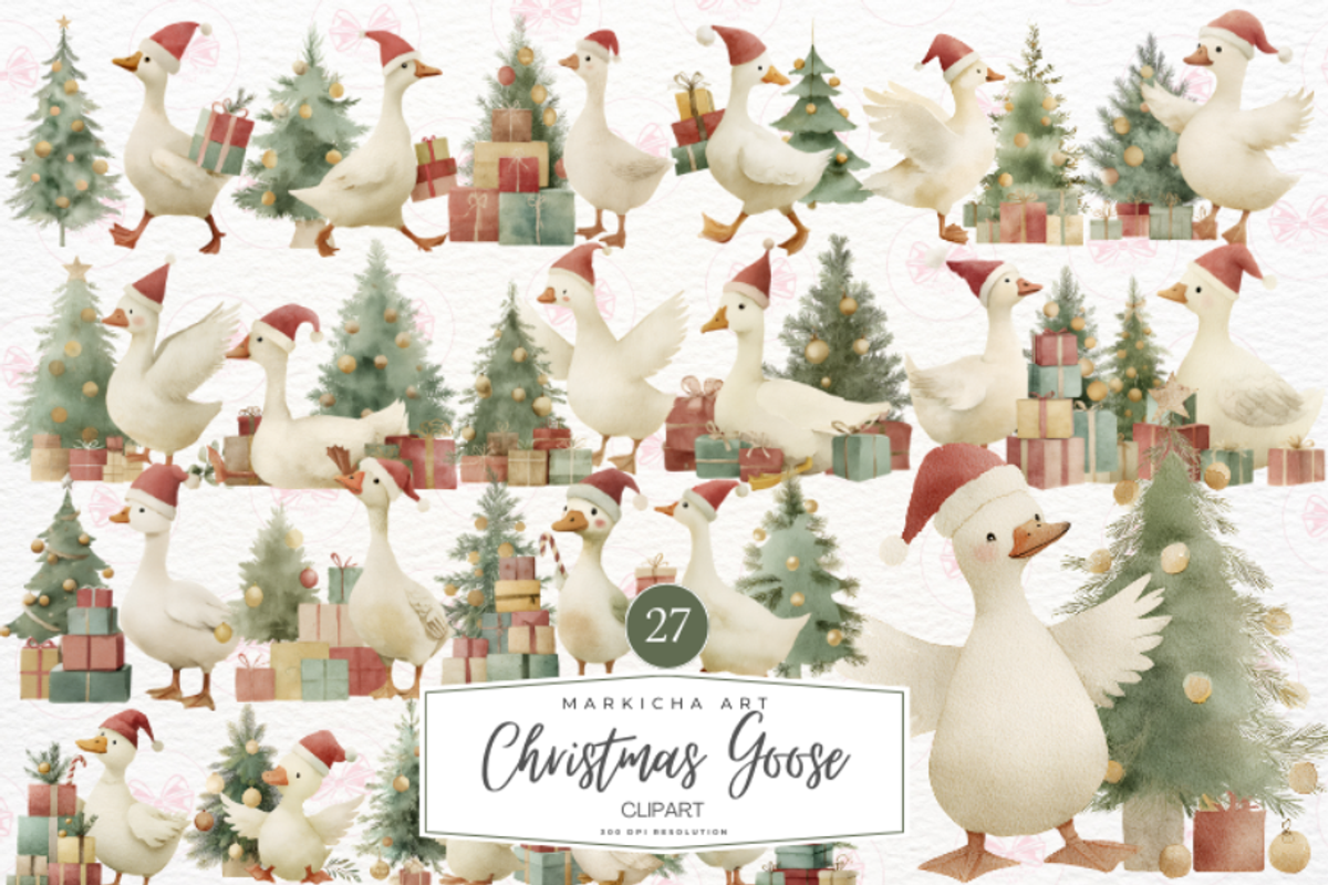 Christmas Silly Goose Clipart, an Illustration by Markicha Art (Photo 1 of 5)