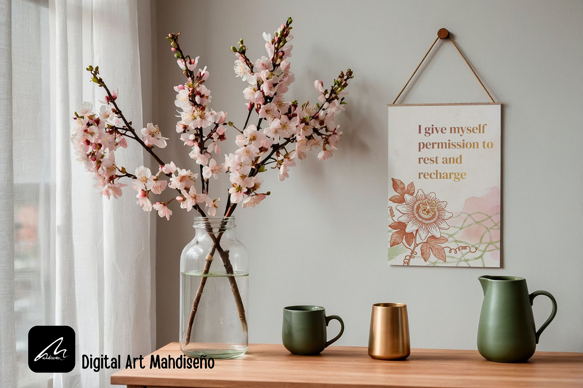Boho Botanical Affirmation Cards, a Card Template by Digital Art Mahdiseño (Photo 9 of 13)