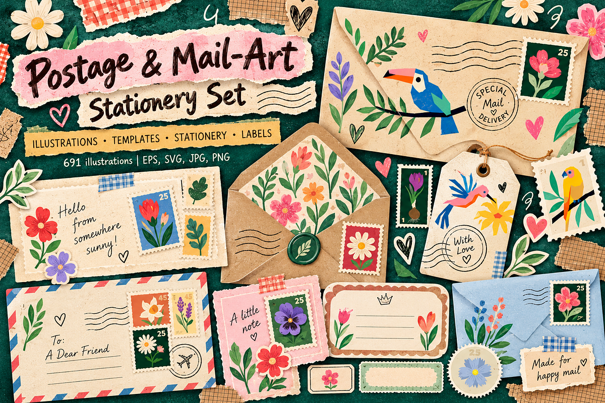 Paper Cut-Out Scrapbook Bundle, a Decorative Illustration by Anna Studio (Photo 6 of 28)