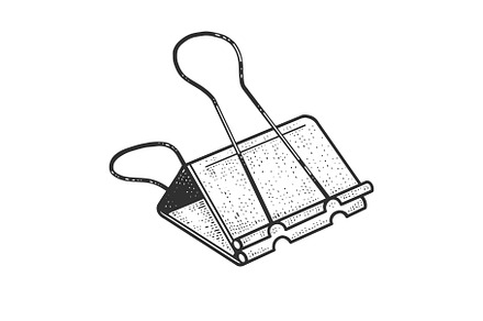 Binder clip sketch vector, an Object Illustration by AlexArt