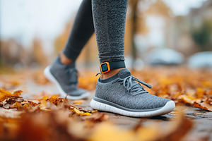 Wellness-focused person enjoys a leisurely walk through a park filled with autu, a Beauty & Fashion Photo by AlyaAnd