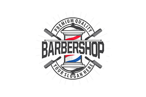 Barbershop Logo, Scissors Vector