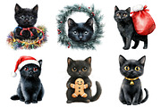 Christmas Black Cat Clipart Bundle, an Illustration by Daily.Designs (Thumbnail 5 of 5)