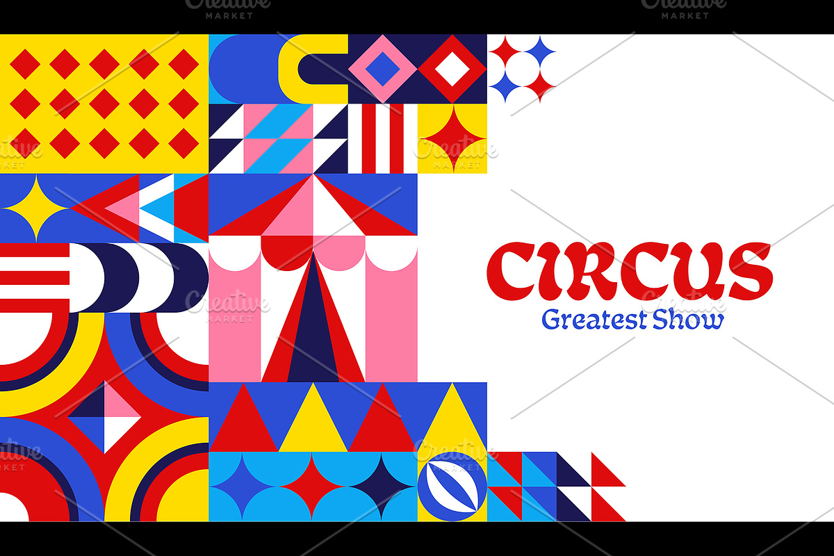 Circus show flyer with grid pattern, an Object Illustration by Buch&Bee (Photo 2 of 3)