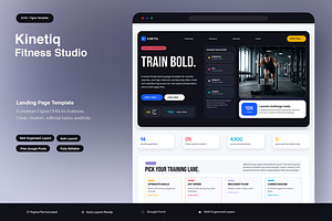 Fitness Studio Landing Page Template, an UI Kit Template by Pitchlook.Studio