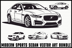Luxury Sports Sedan Vector Clipart S, an Illustration by Designs_River
