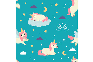Cute unicorn seamless pattern, an Animal Illustration by LadadikArt