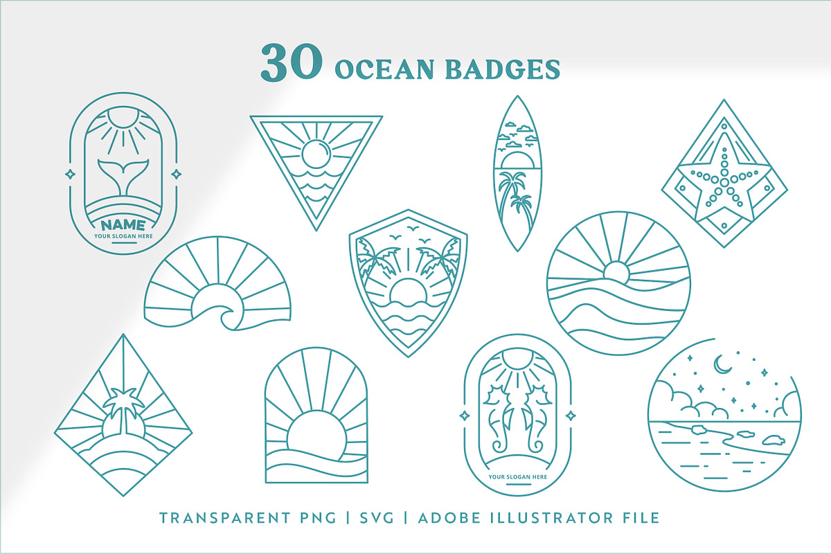 Coastal Line Art Logo Bundle, a Branding & Logo Template by Ellen Carty Design (Photo 2 of 11)