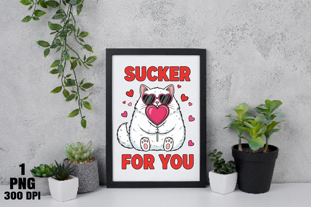 Funny Cat Valentine Sucker PNG, an Illustration by Daily.Designs (Photo 3 of 5)
