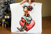 Quirky Valentine Day Woman Clipart, a Seasonal Illustration by Rose Art (Thumbnail 5 of 6)