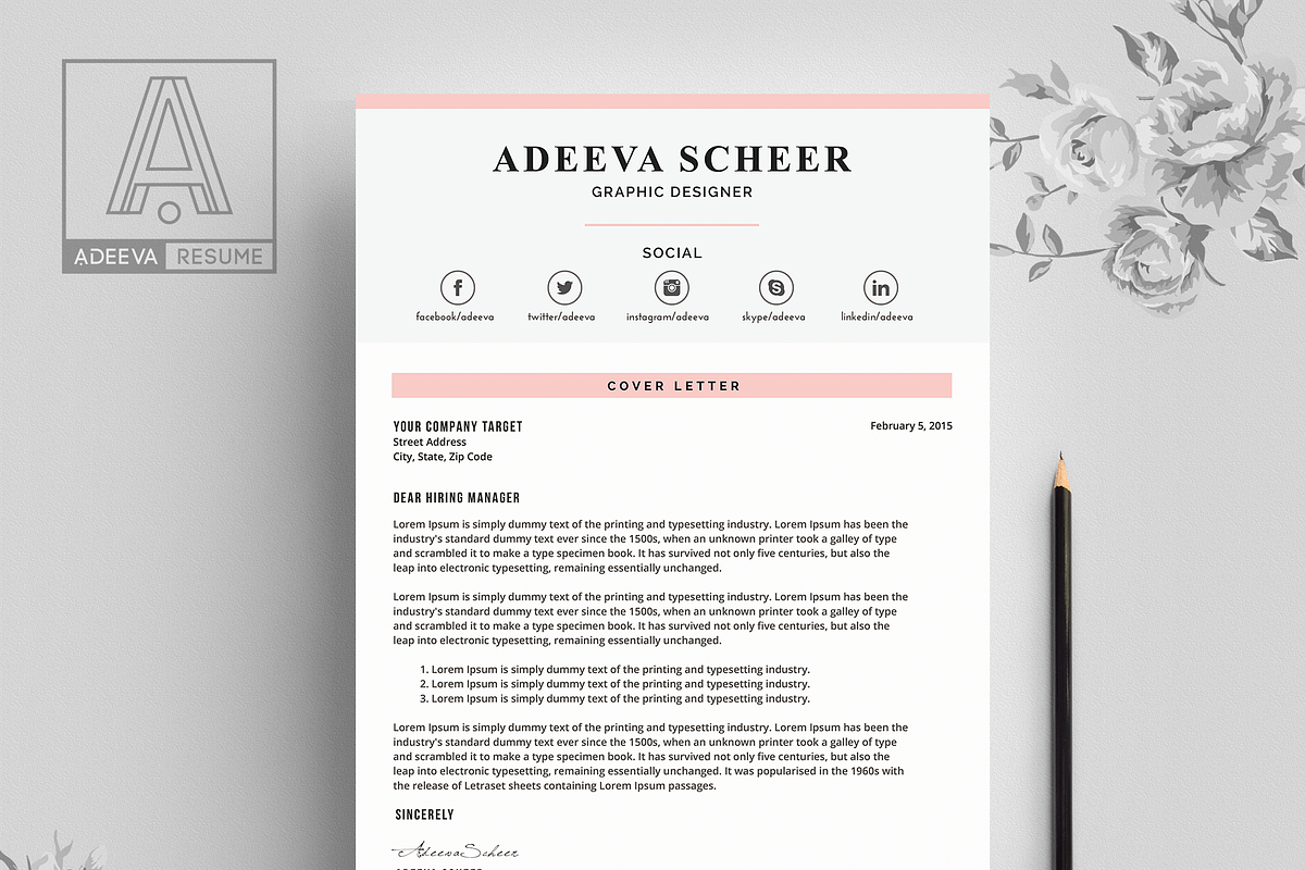 Simple Resume Template Scheer, a Resume Template by AdeevaResume (Photo 4 of 4)