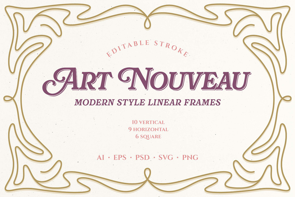 Art Nouveau Modern Linear Frames Set, a Graphic by MaryArt (Photo 1 of 6)